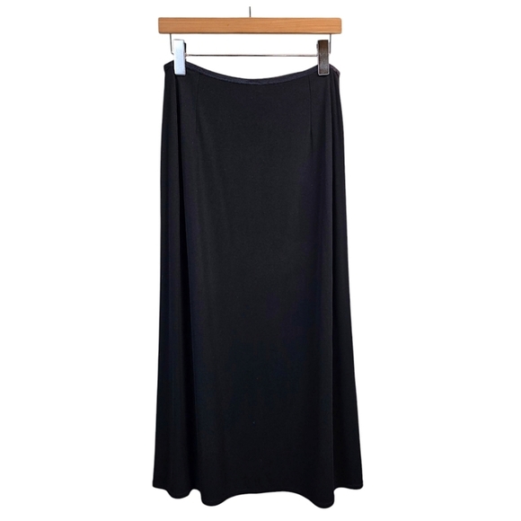 J. Jill Maxi Skirt LP Black Ponte Knit Full Length Minimalist Quiet Luxury - Picture 5 of 13